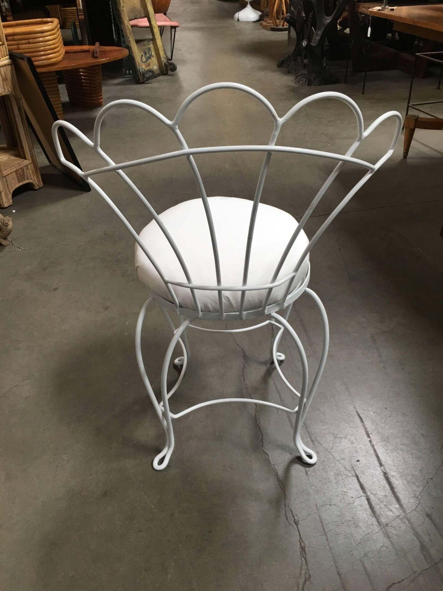 Mathieu Mategot Inspired French Wrought Iron Fan Back Patio Chairs, Set of Four - 6