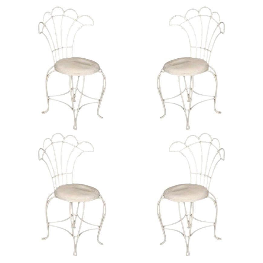 Mathieu Mategot Inspired French Wrought Iron Fan Back Patio Chairs, Set of Four - 7