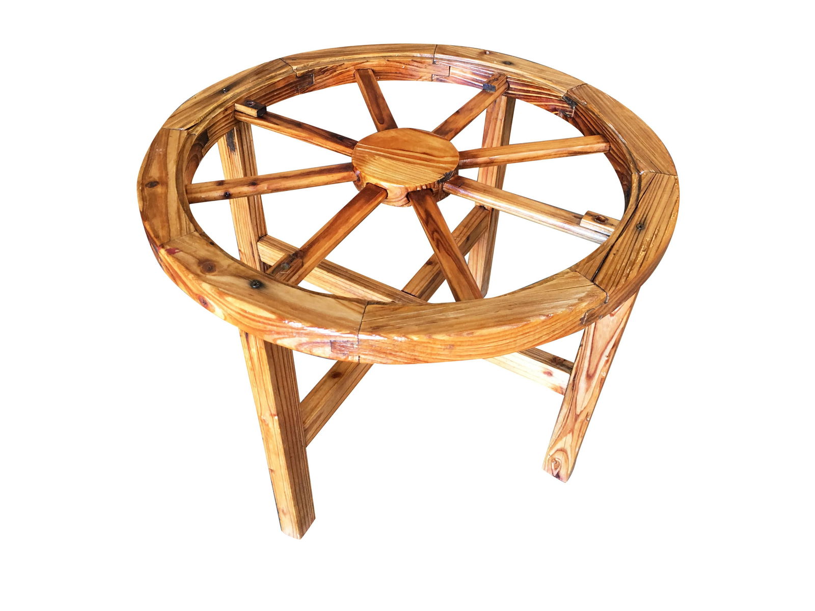 Western Folk Art Wagon Wheel Table and Chairs Set, 1960 - 8