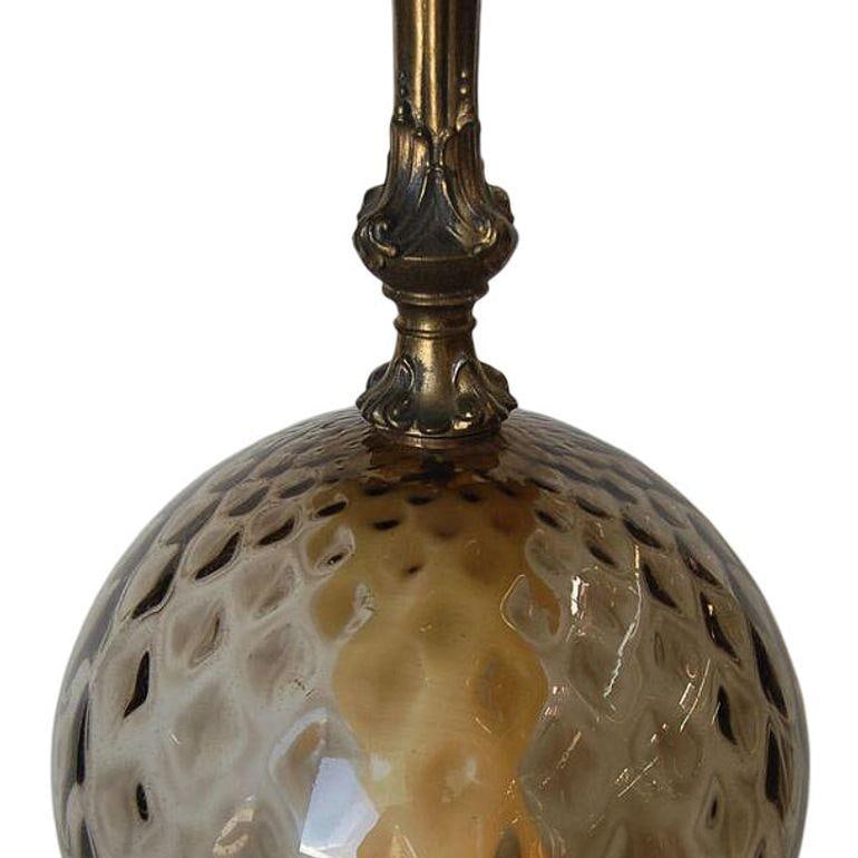 Hollywood Regency Smoked Bubble Glass Table Lamps Inner Glowing Accent Light - 20