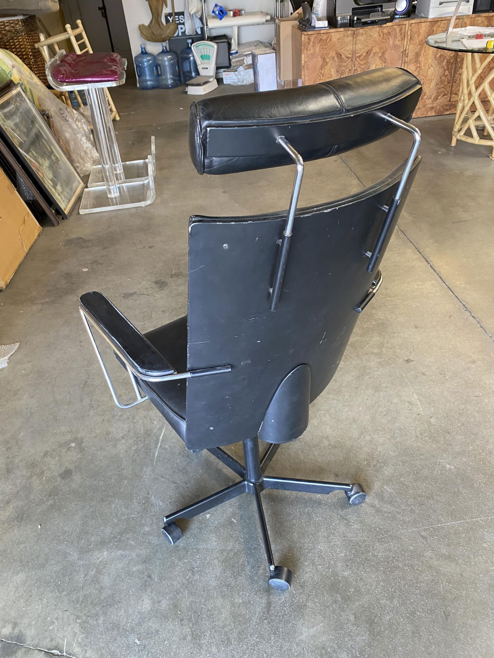 1980's Danish Modern Black and Chrome Executive Desk Chair by Kevi - 10