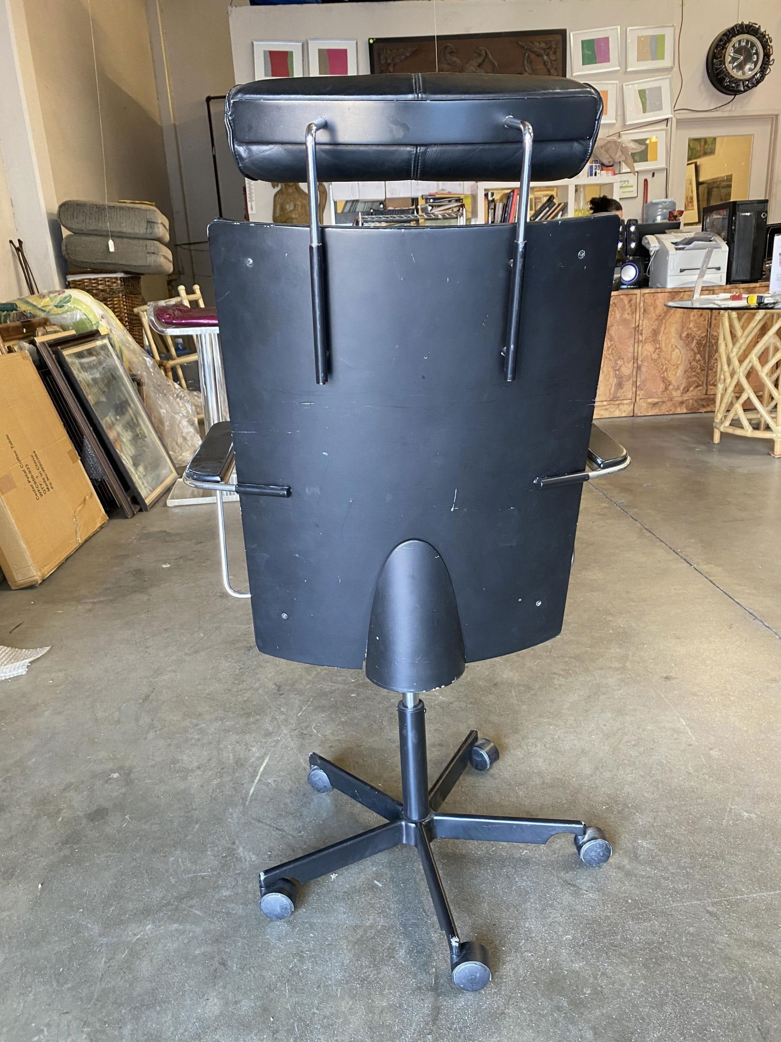 1980's Danish Modern Black and Chrome Executive Desk Chair by Kevi - 16