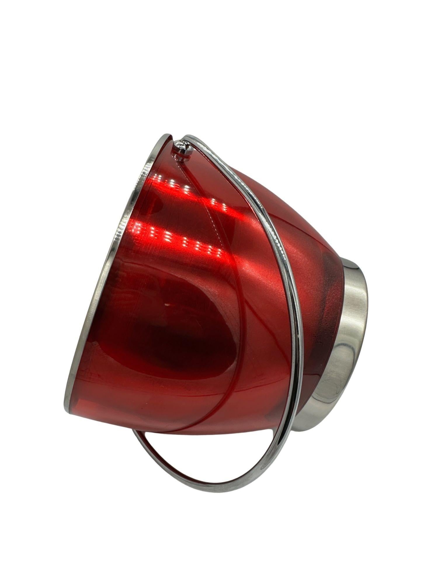 Mid-century Red Acrylic & Stainless Steel Ice Bucket - 3
