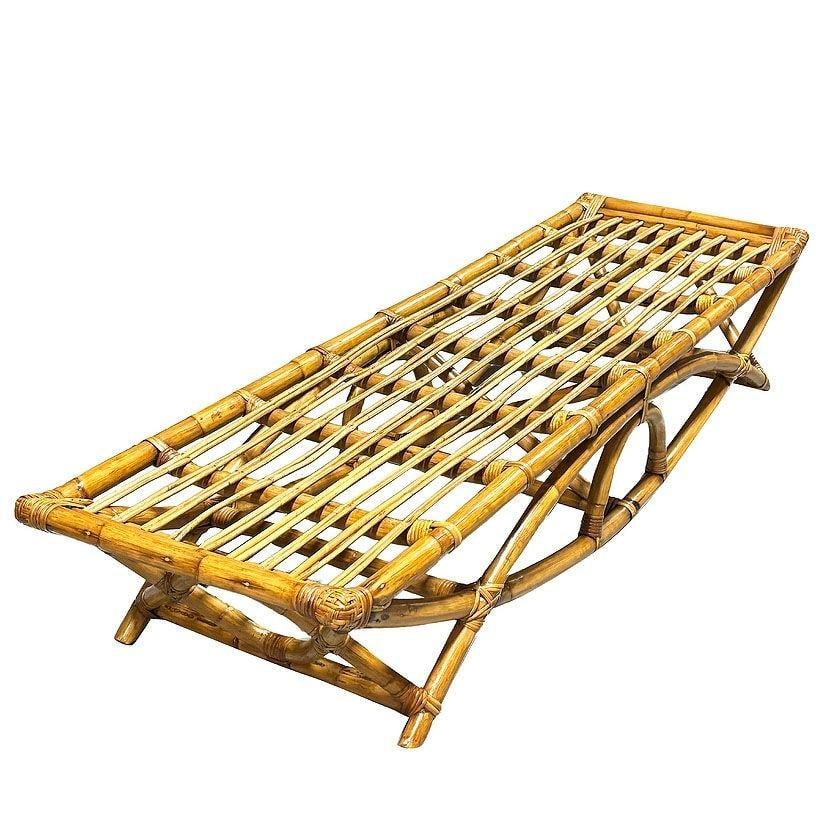 Restored Rattan Three-Seater "Eye" Bench by Paul T Frankl - 15