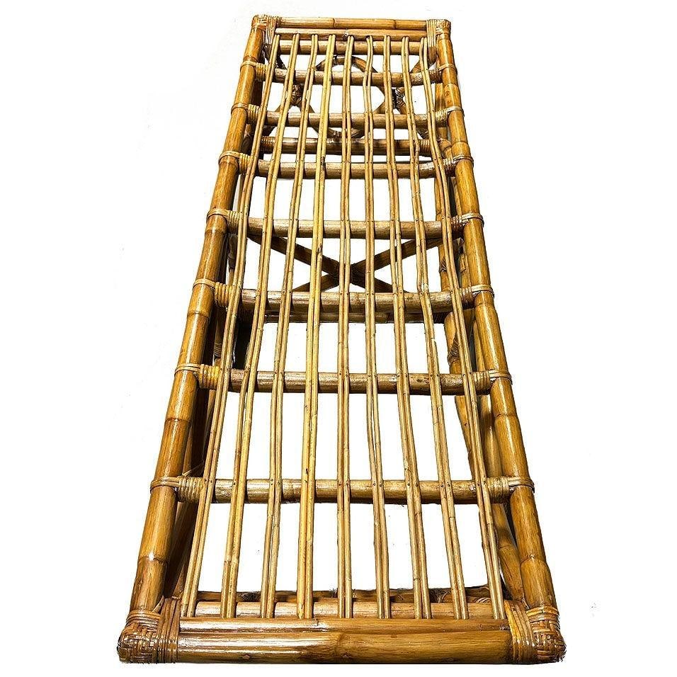 Restored Rattan Three-Seater "Eye" Bench by Paul T Frankl - 4