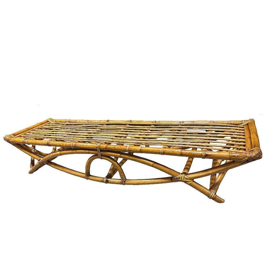 Restored Rattan Three-Seater "Eye" Bench by Paul T Frankl - 8