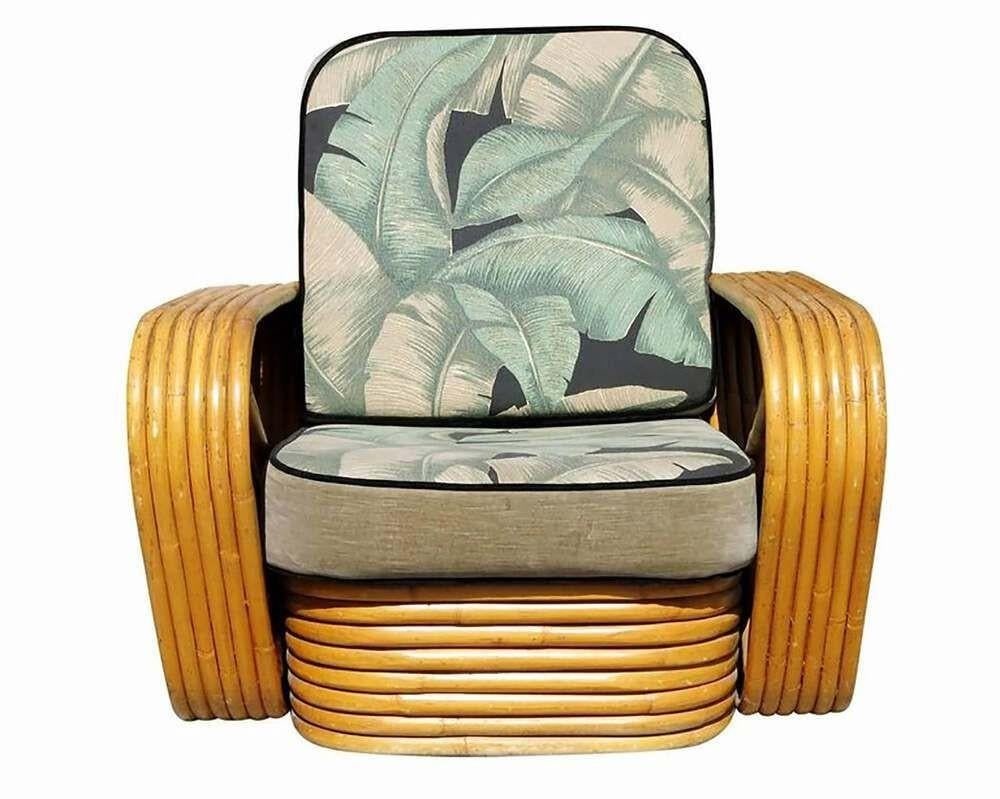 Restored Paul Frankl Style 6 strand Rattan Sofa & Lounge Chair Set - 4