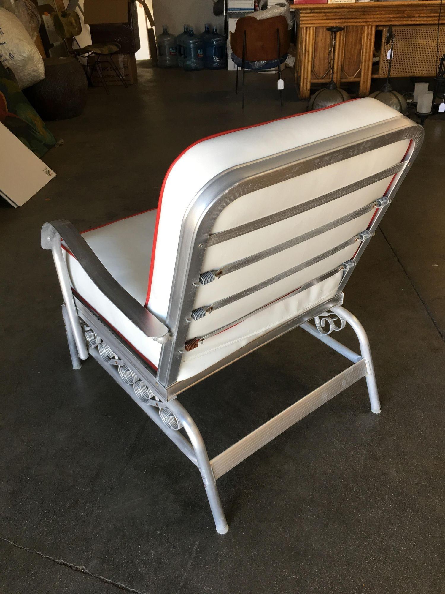 Aluminum Patio / Outdoor Lounge Chair with Scrolling Side, circa 1950 - 4