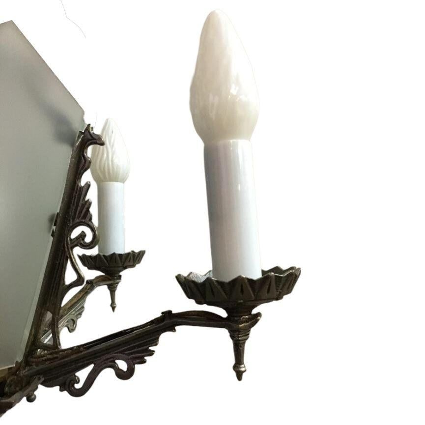 Art Deco Slat Glass Chandelier With Geometric Details - 14