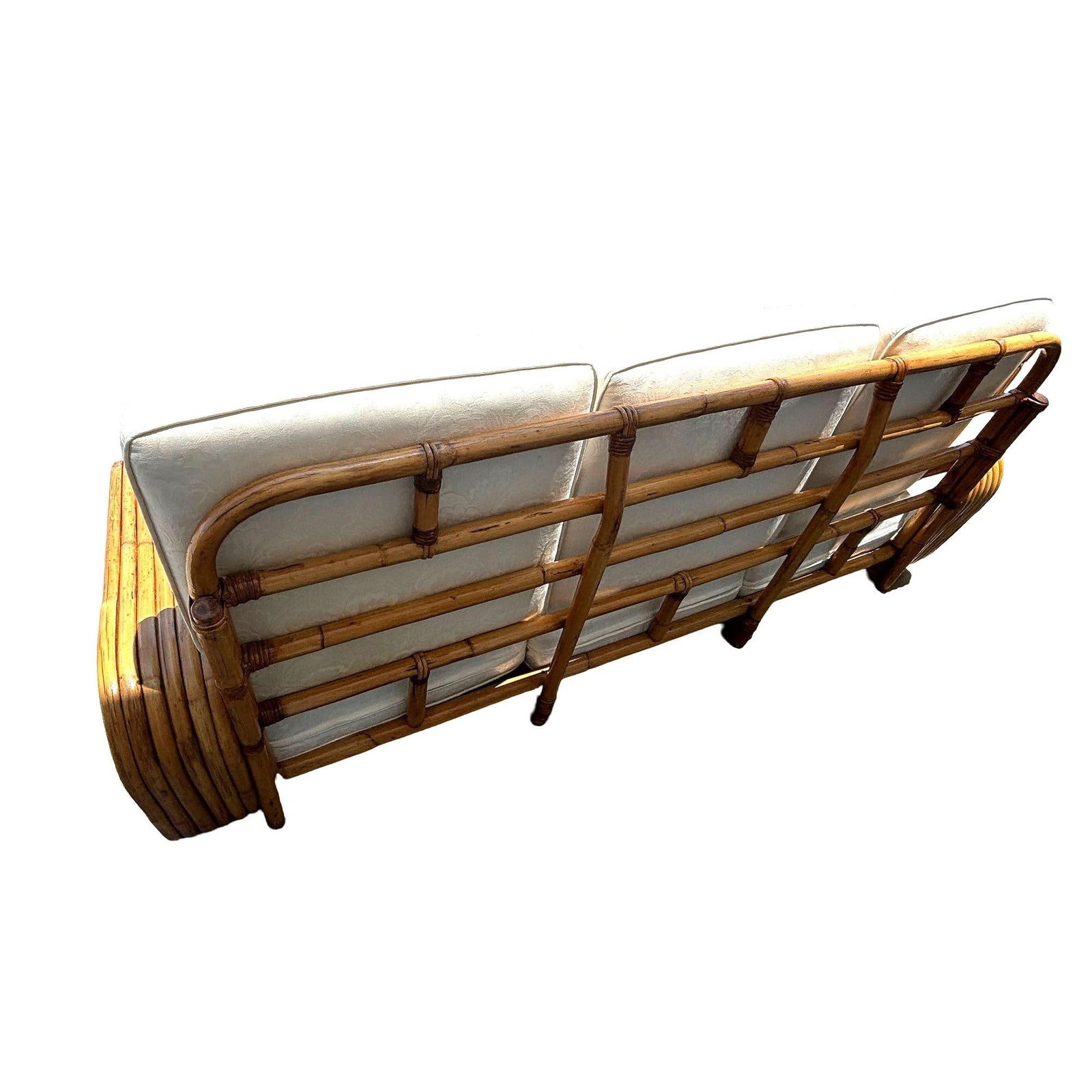 Restored Frankl Style Rattan Six Strand Square Pretzel 3-seat Sofa - 10