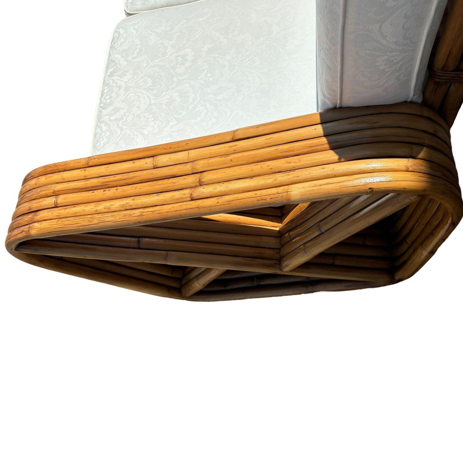 Restored Frankl Style Rattan Six Strand Square Pretzel 3-seat Sofa - 12