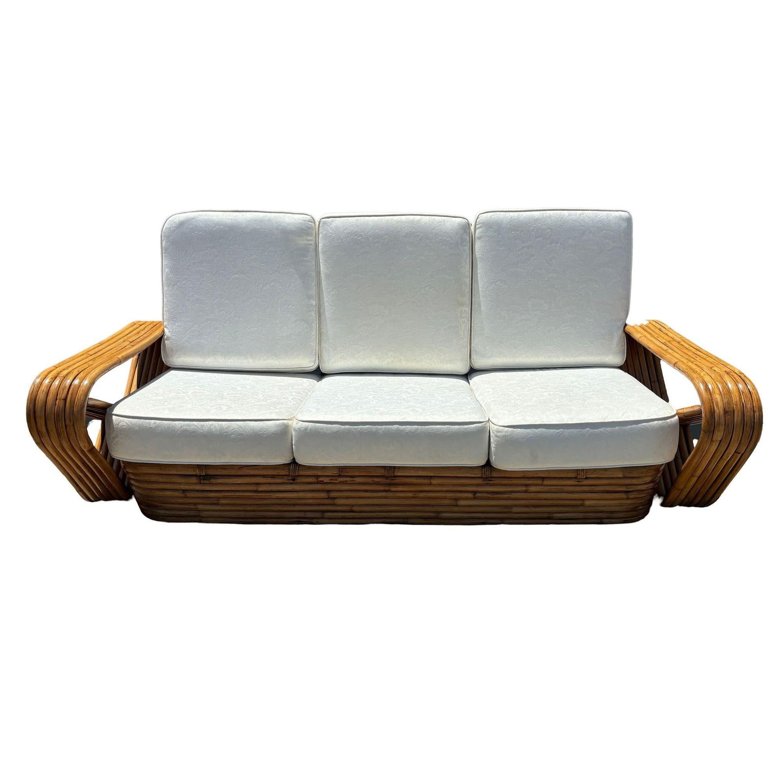 Restored Frankl Style Rattan Six Strand Square Pretzel 3-seat Sofa - 2