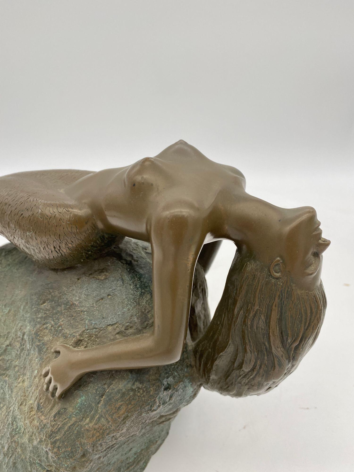 Bronze Mermaid Siren Statue on Beach Rock by James Siebert - 12