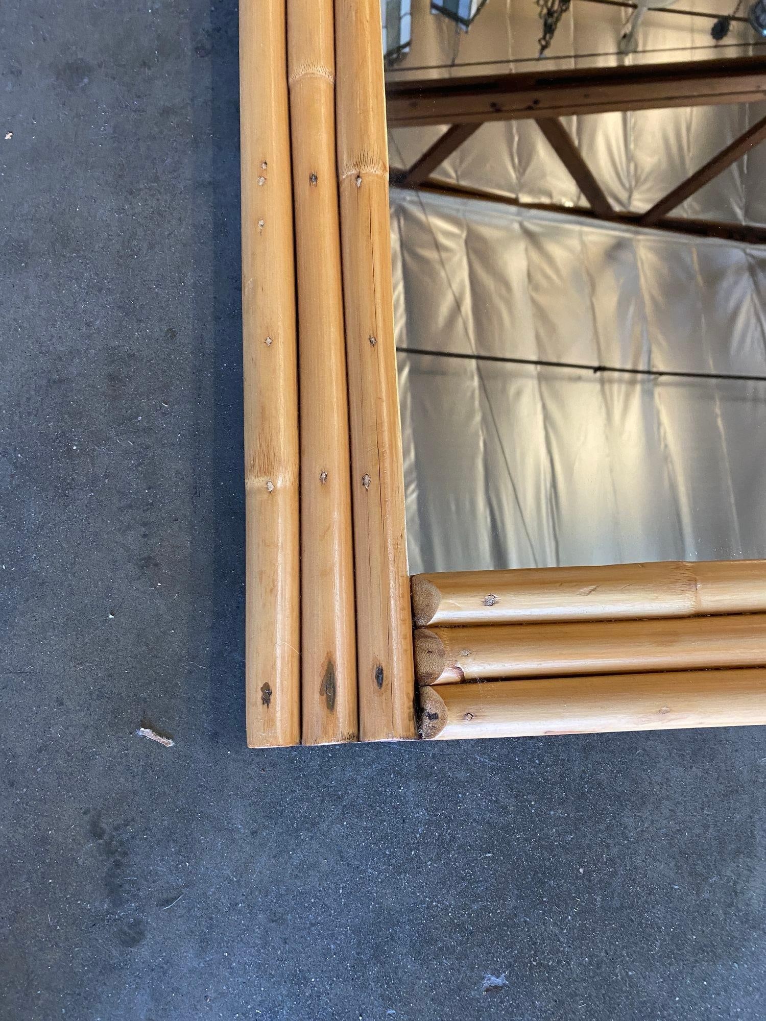 Midcentury Three-Strand Rectangle Rattan Mirror - 5