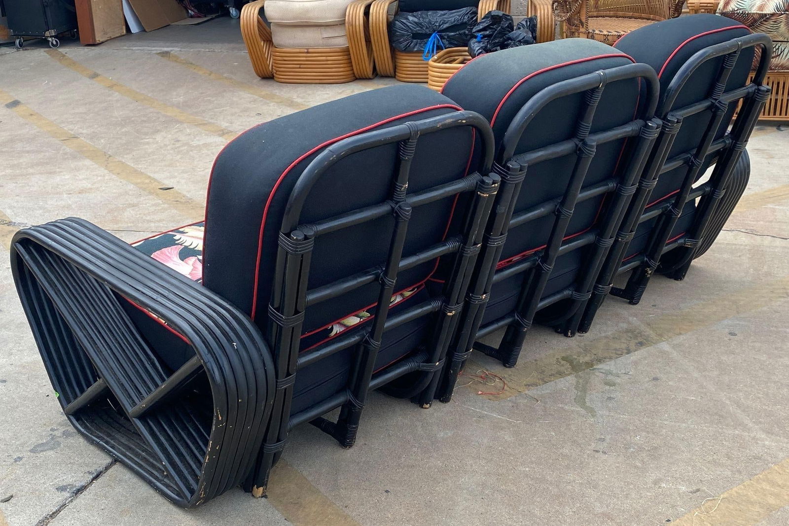Restored 6 Strand Black Ash Table, Sofa, Lounge Chair Livingroom Set - 17