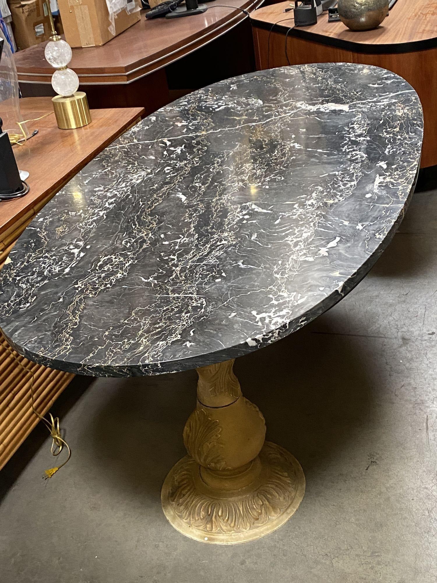 Portoro Nero Marble Dining Set with High Back Thomasville Chairs - 20