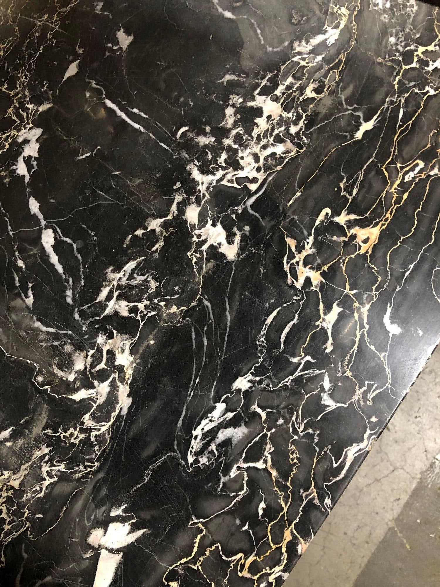 Portoro Nero Marble Dining Set with High Back Thomasville Chairs - 4