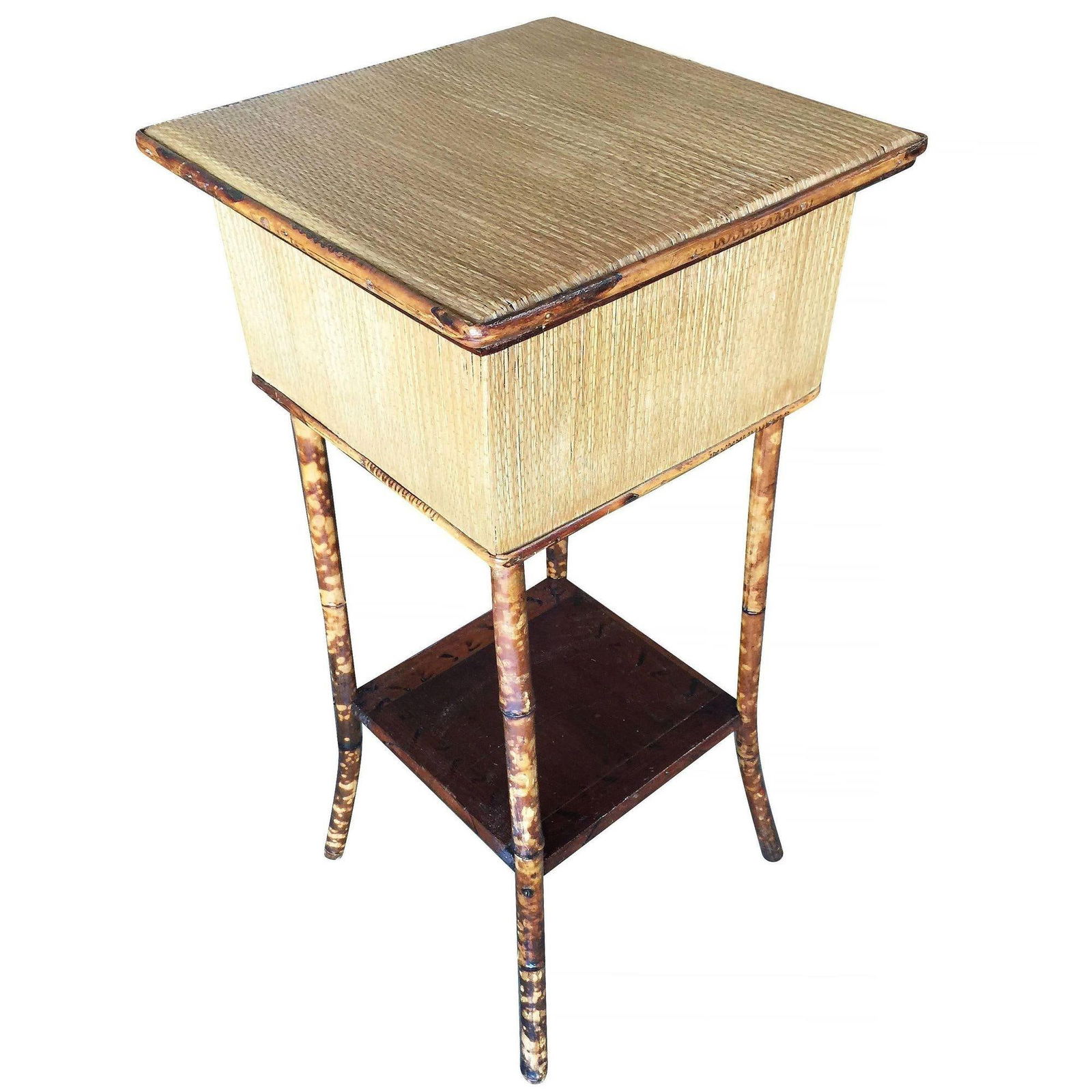 Restored Tiger Bamboo Tortoise Pedestal W/ Storage Box - 13