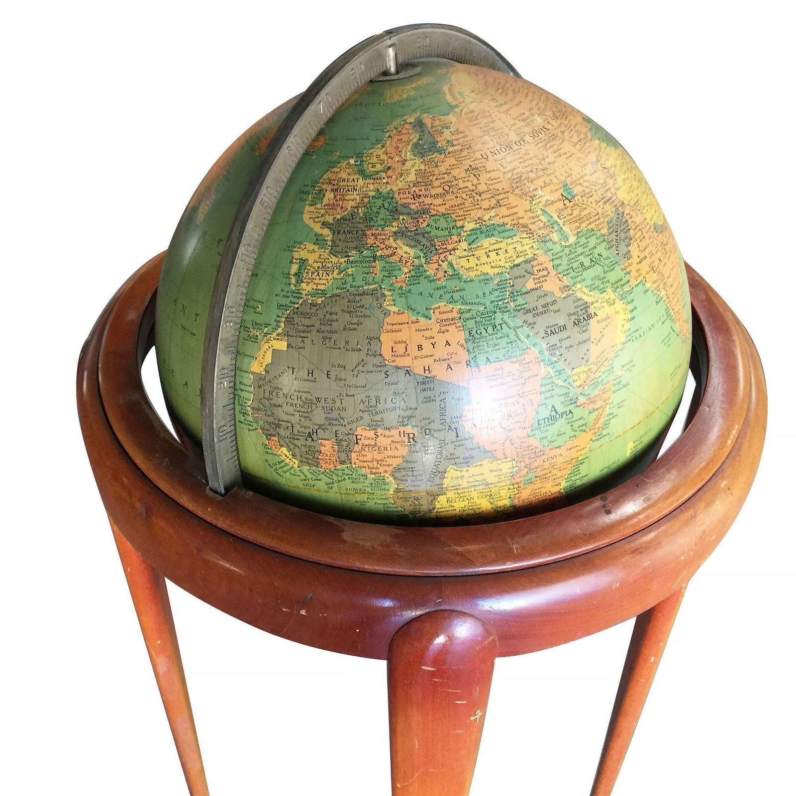 Midcentury Mahogany Floor Globe by Replogle - 11