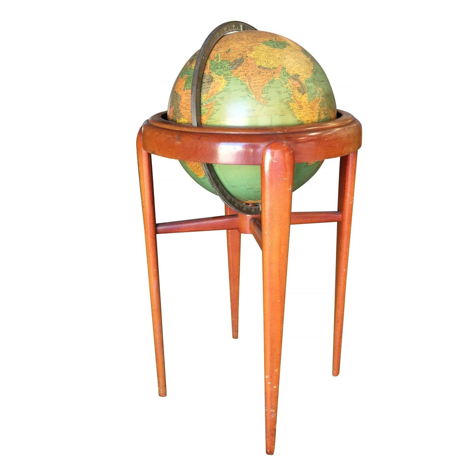 Midcentury Mahogany Floor Globe by Replogle - 9