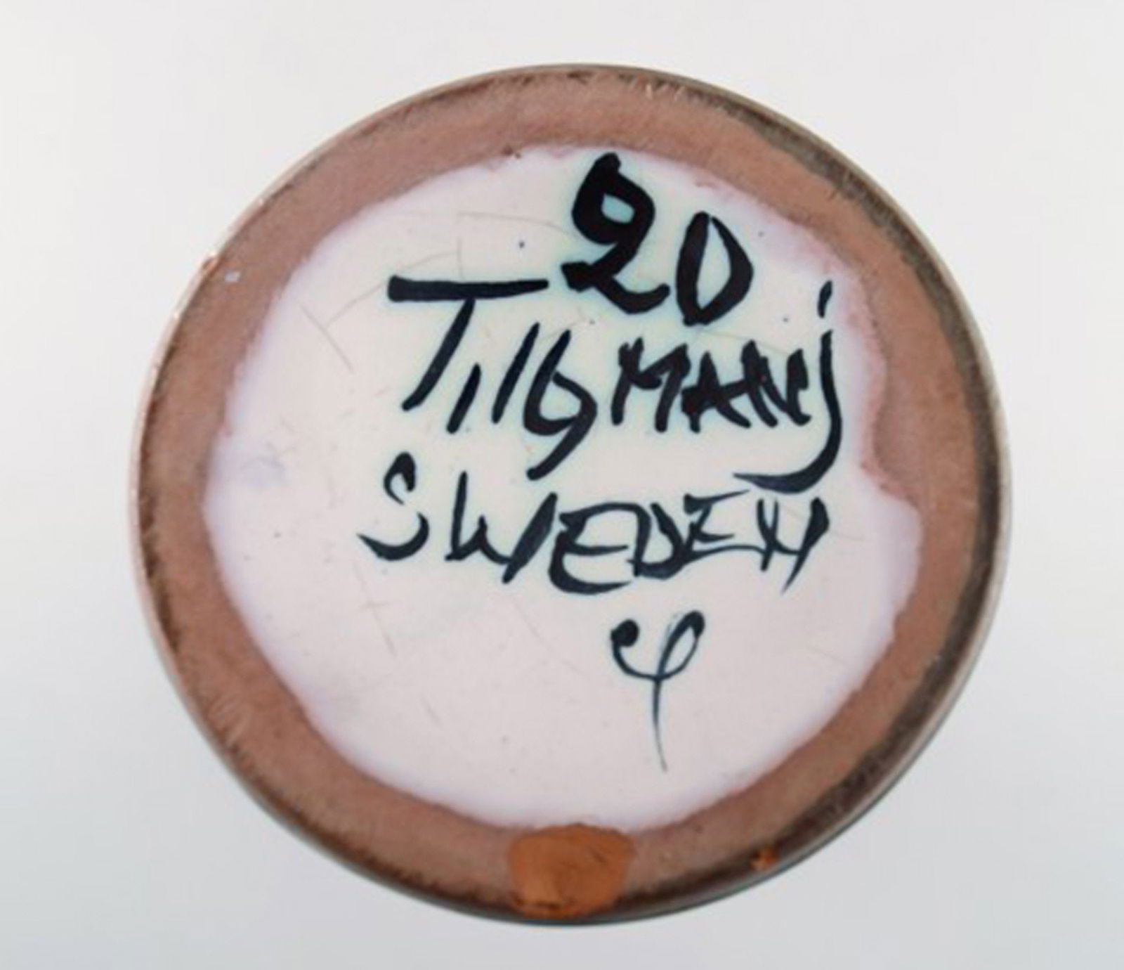 Tilgmans, Sweden. Vase in glazed ceramics with young woman. Mid-20th century. - 5