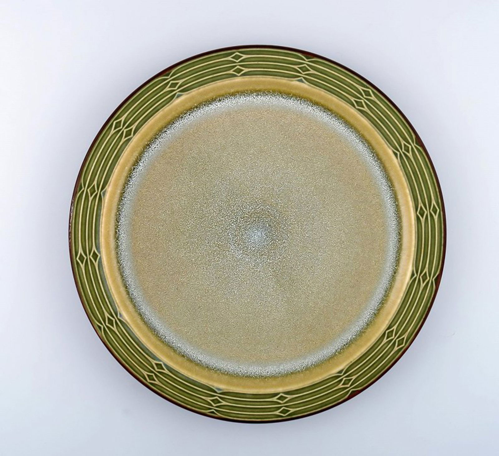 Jens H. Quistgaard (1919-2008) for Bing & Grondahl. Large round "Rune" dish in glazed stoneware. Two (1 of 4)