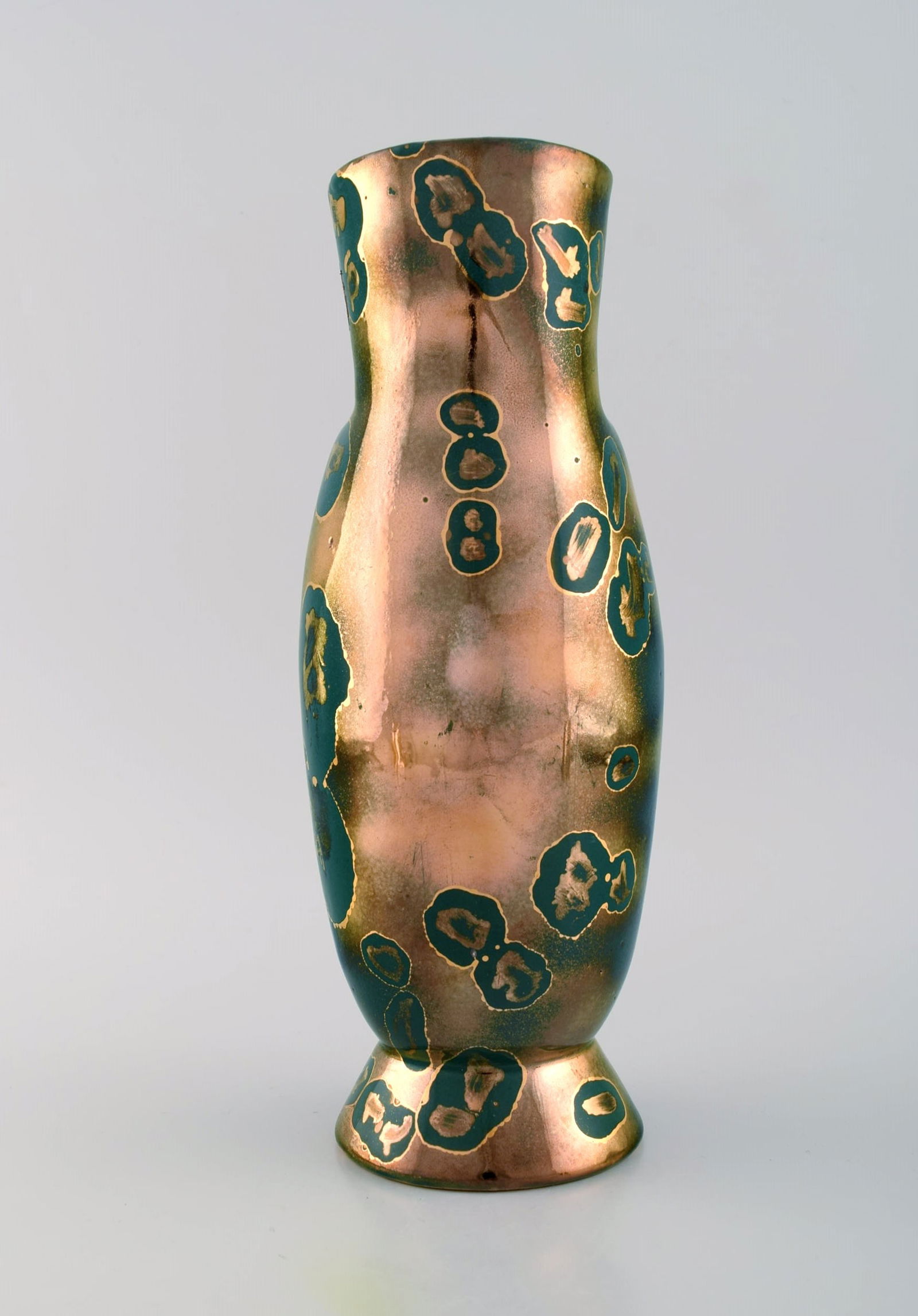 Arts Ceram Grand Feu, France. Vase / pitcher in glazed stoneware. Beautiful glaze in gold and green - 4