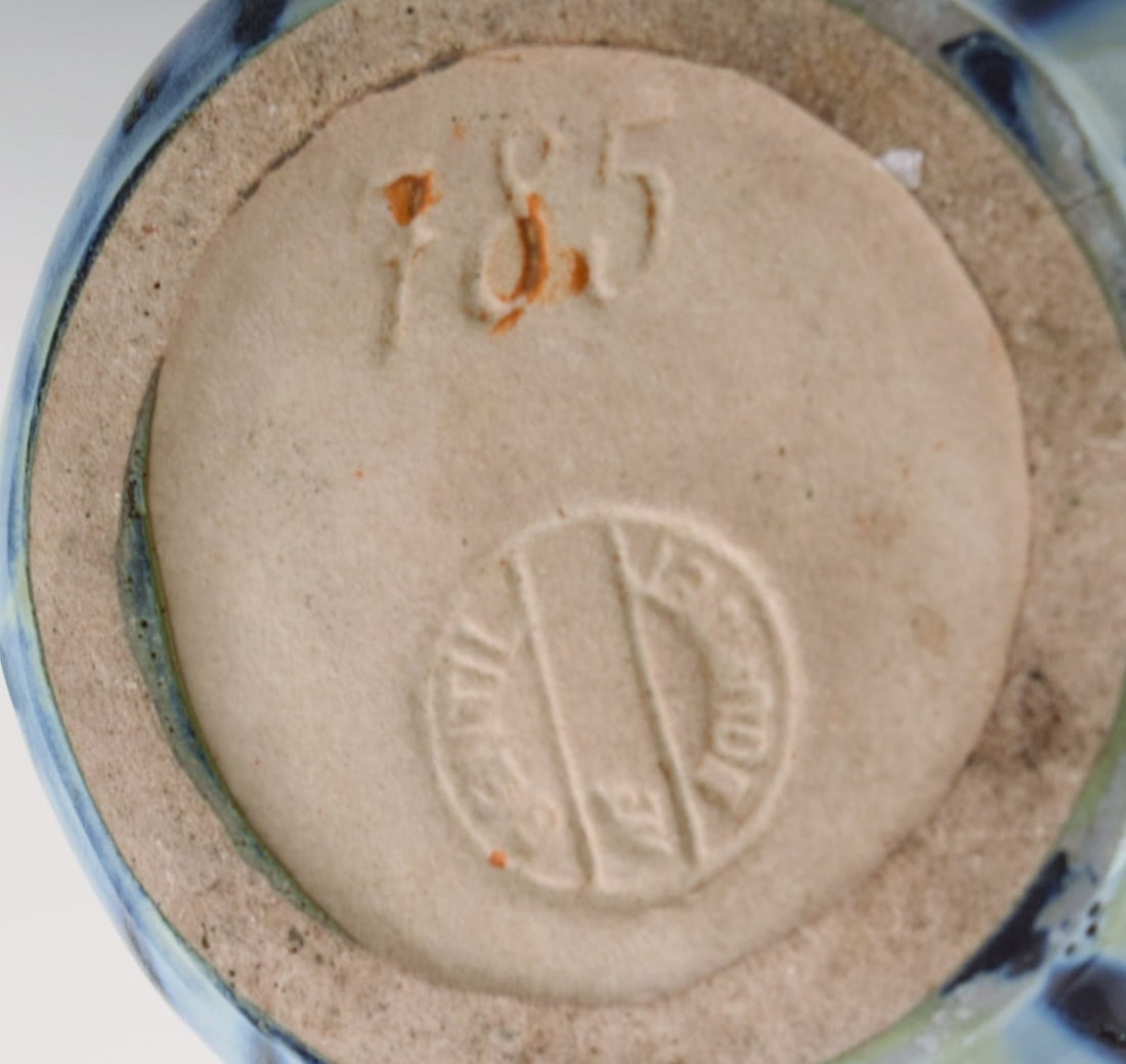 Gentil Sourdet, France. Long necked vase in glazed stoneware. Beautiful glaze in shades of blue and - 6