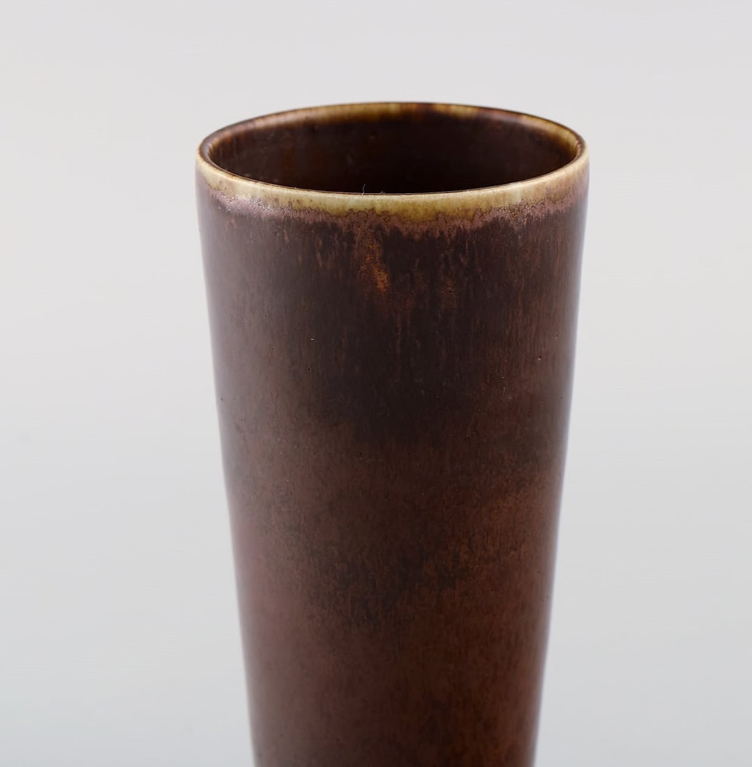 Rörstrand vase in glazed ceramics. Beautiful glaze in brown shades. 1960s. - 4