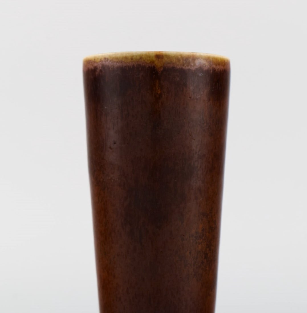 Rörstrand vase in glazed ceramics. Beautiful glaze in brown shades. 1960s. - 5