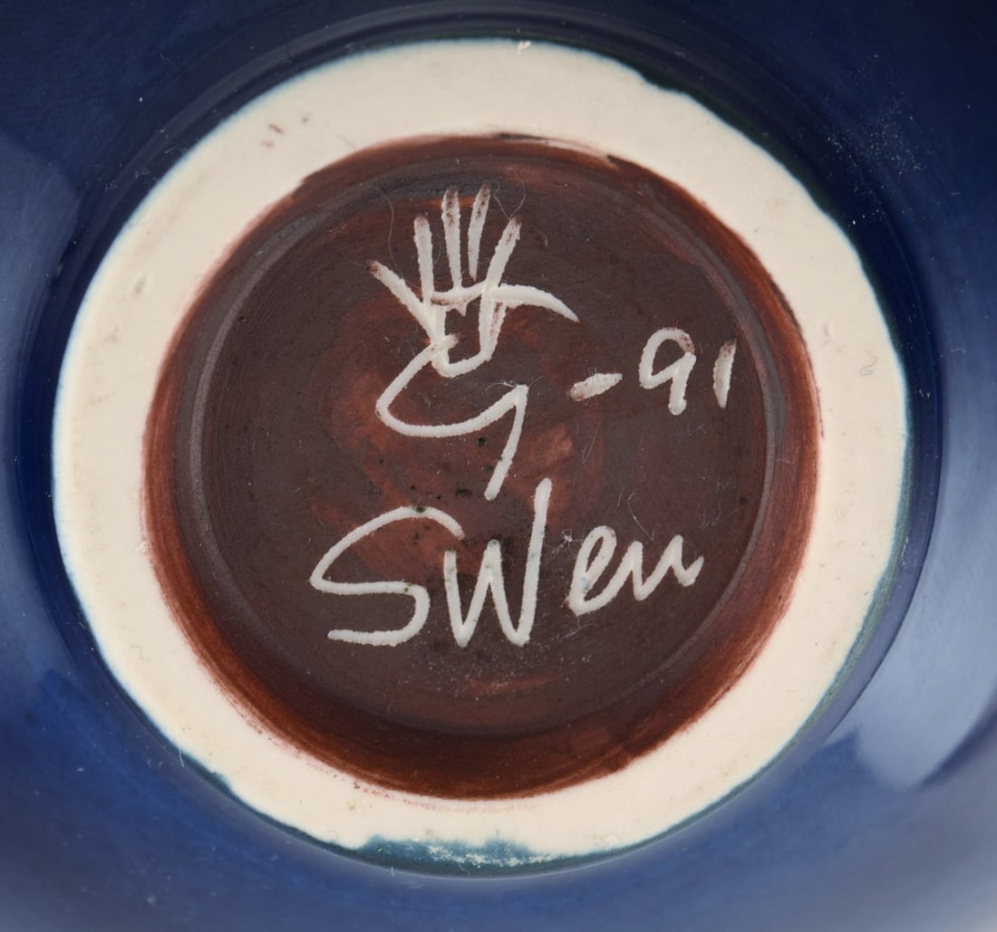 Sven Wejsfelt (1930-2009), Gustavsberg Studiohand. Unique bowl in glazed ceramics with hand-painted - 6