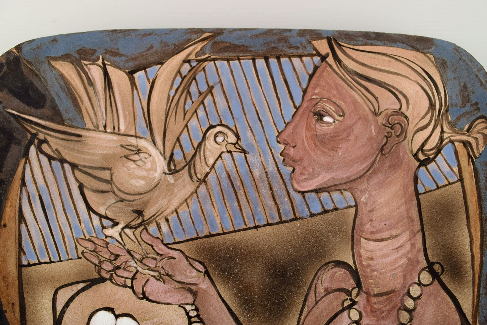 Achiel Pauwels (b. 1932), Belgium. Unique dish in glazed hand-painted ceramics. Naked woman and - 2