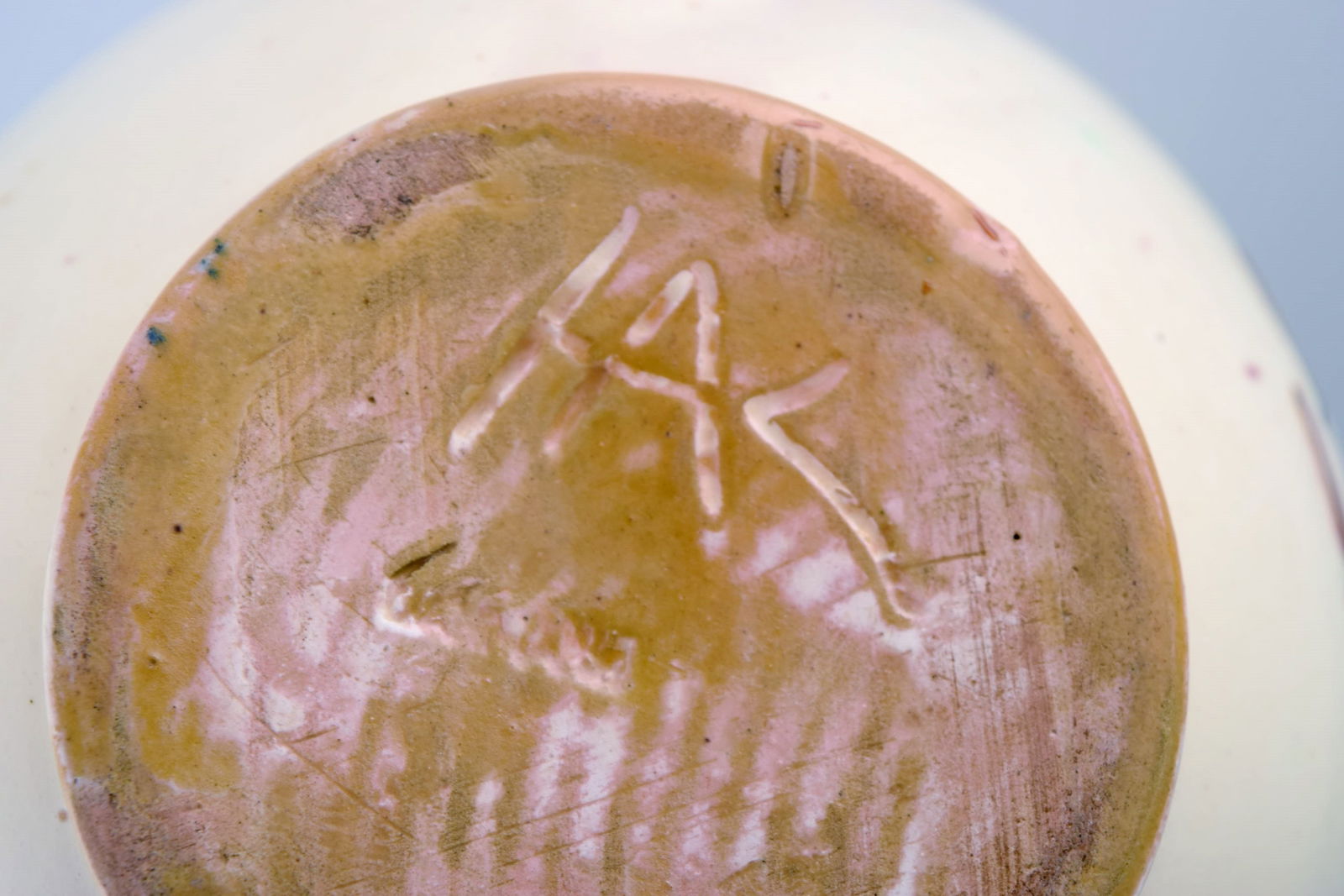 Kähler, Denmark. Jug in glazed ceramics. Flowers on cream colored background. Modern design, - 5