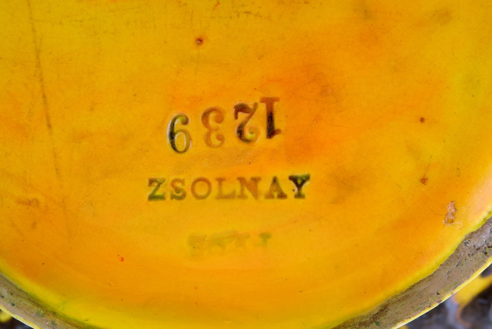 Antique Zsolnay vase in openwork glazed ceramics. Beautiful glaze in yellow and brown shades. Dated - 9