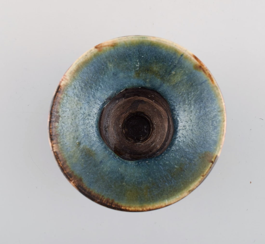 Henning Nilsson for Höganäs. Candlestick and dish in glazed ceramics. 1960s / 70s. - 4