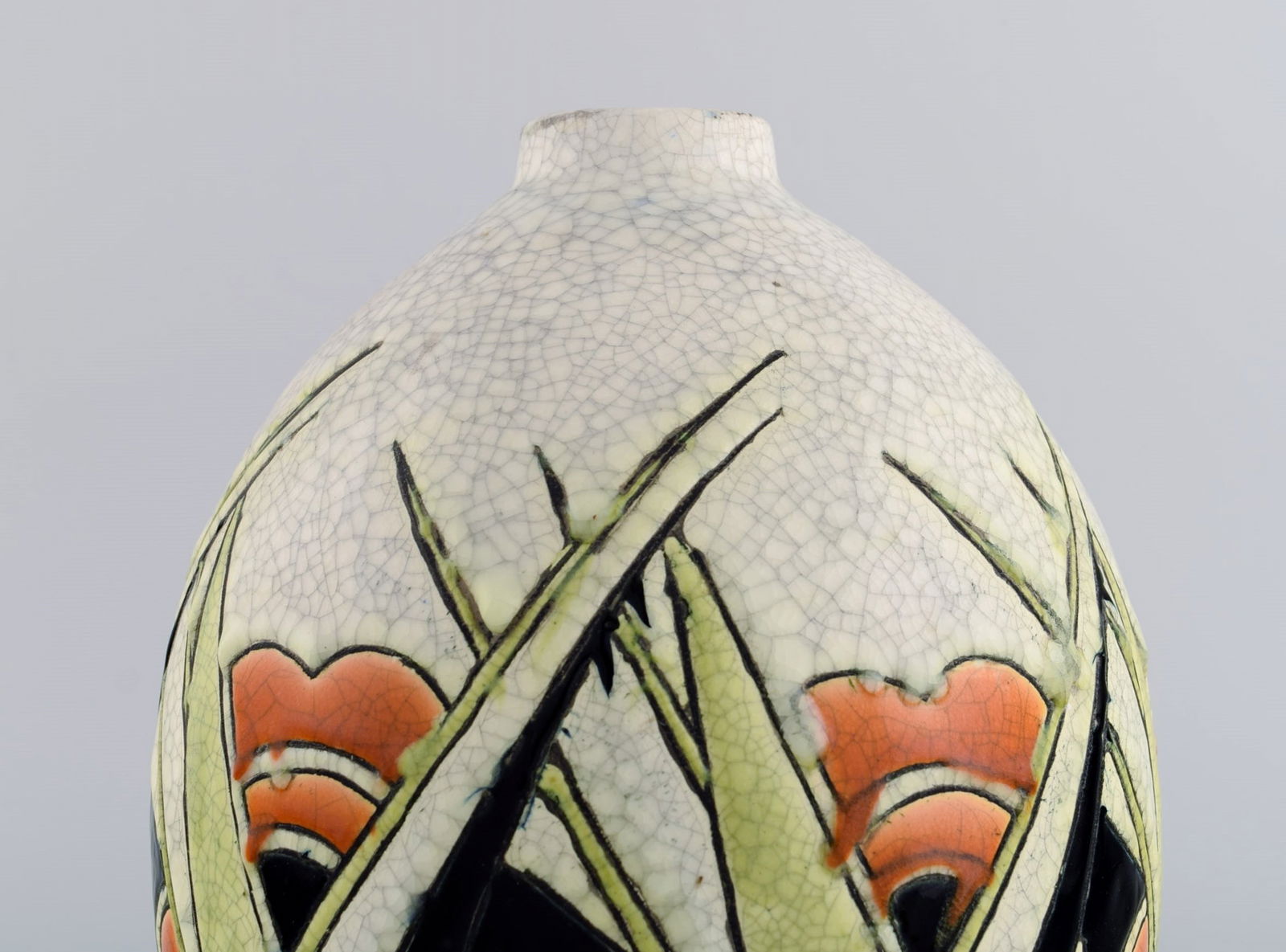 Charles Catteau (1880-1966) for Boch Freres Keramis, Belgium. Art deco ceramic vase in cloisonné - 4