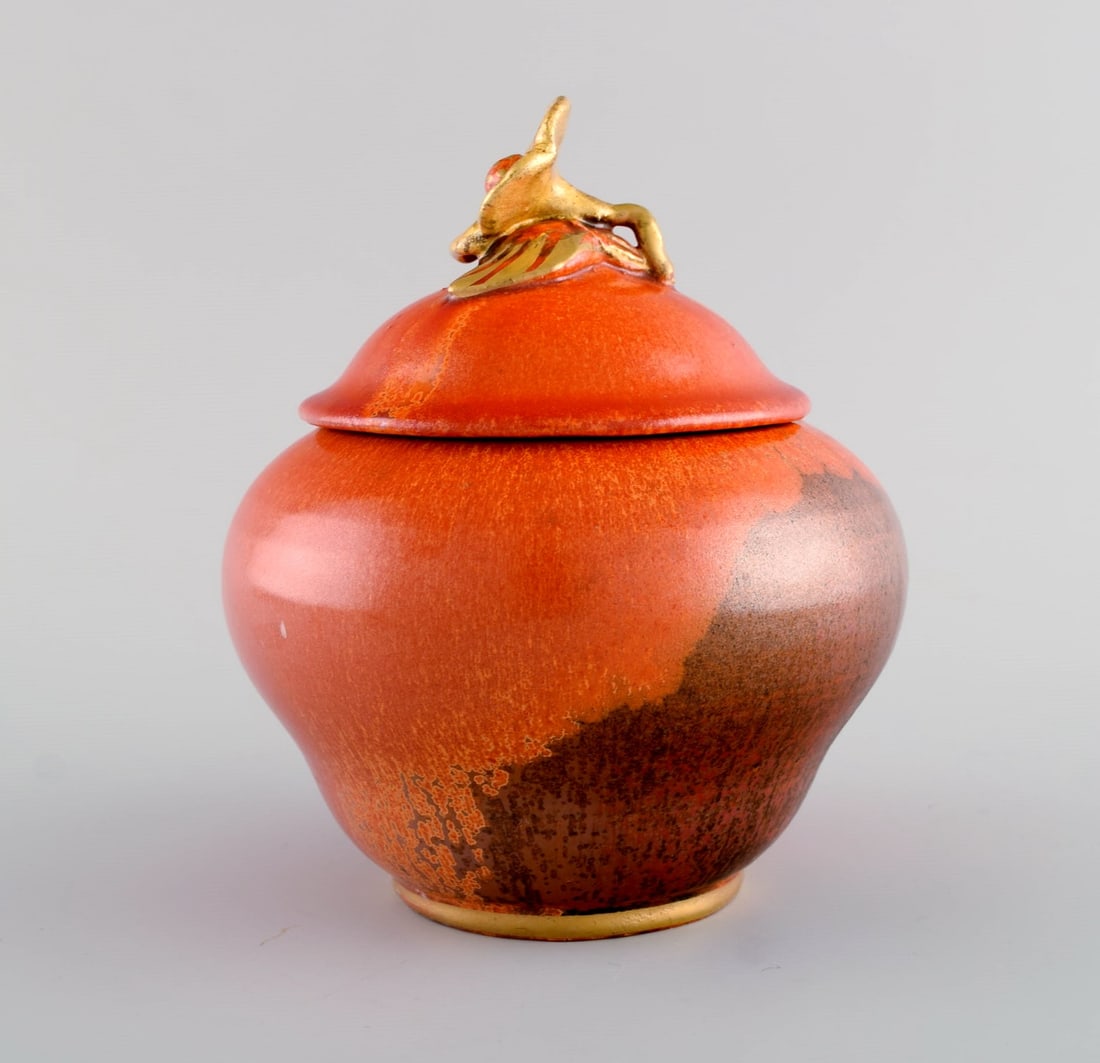 Nils Emil Lundström (1865-1960) for Rörstrand. Antique lidded jar in glazed ceramics. - 3