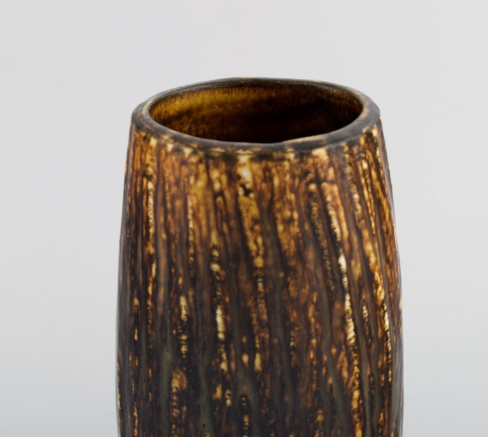 Gunnar Nylund for Rörstrand. Vase in glazed stoneware. Beautiful glaze in brown shades. 1960s. - 3
