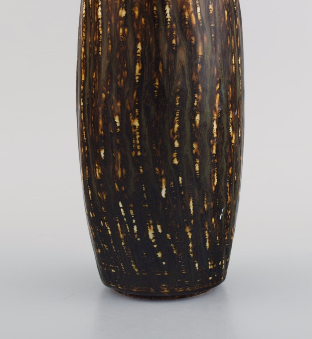 Gunnar Nylund for Rörstrand. Vase in glazed stoneware. Beautiful glaze in brown shades. 1960s. - 5