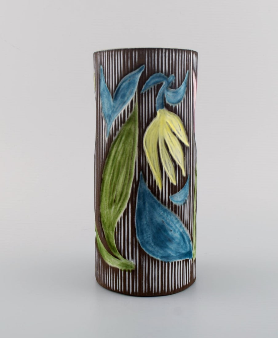 Mari Simmulson (1911-2000) for Upsala-Ekeby. Vase in glazed ceramics with floral decoration. - 2