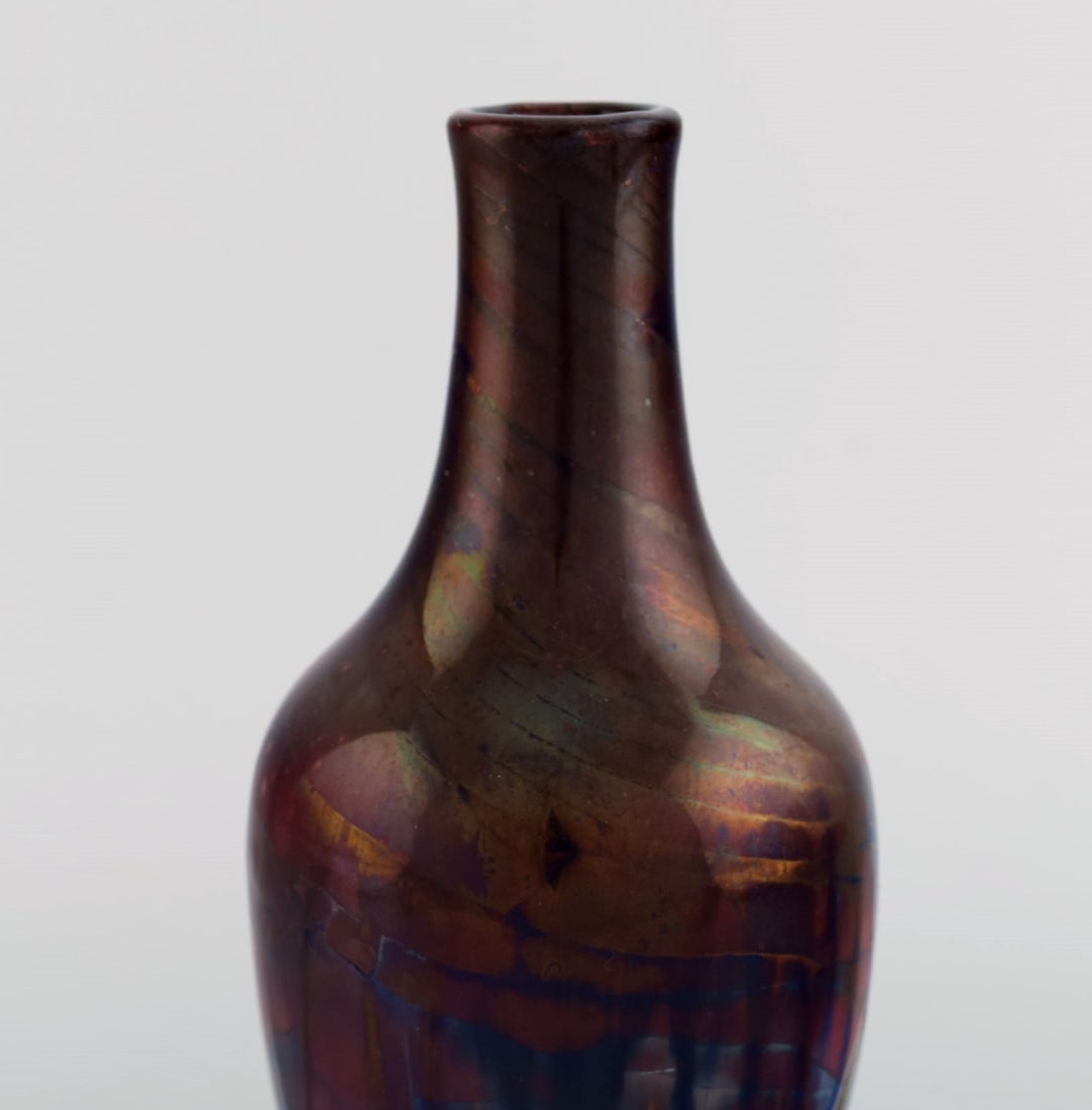 Karl Hansen Reistrup for Kähler. Antique vase in glazed ceramics. Beautiful luster glaze. - 3