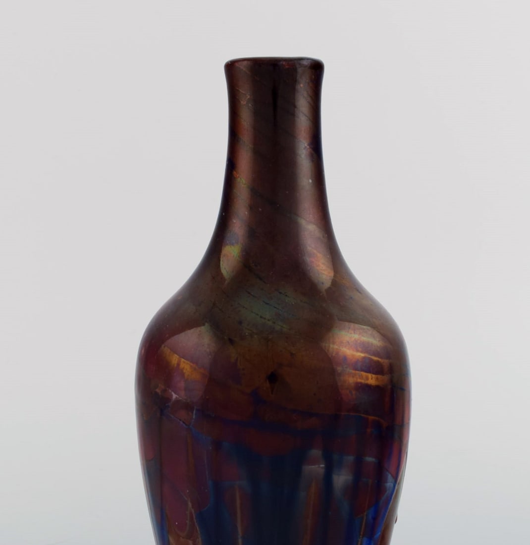 Karl Hansen Reistrup for Kähler. Antique vase in glazed ceramics. Beautiful luster glaze. - 4