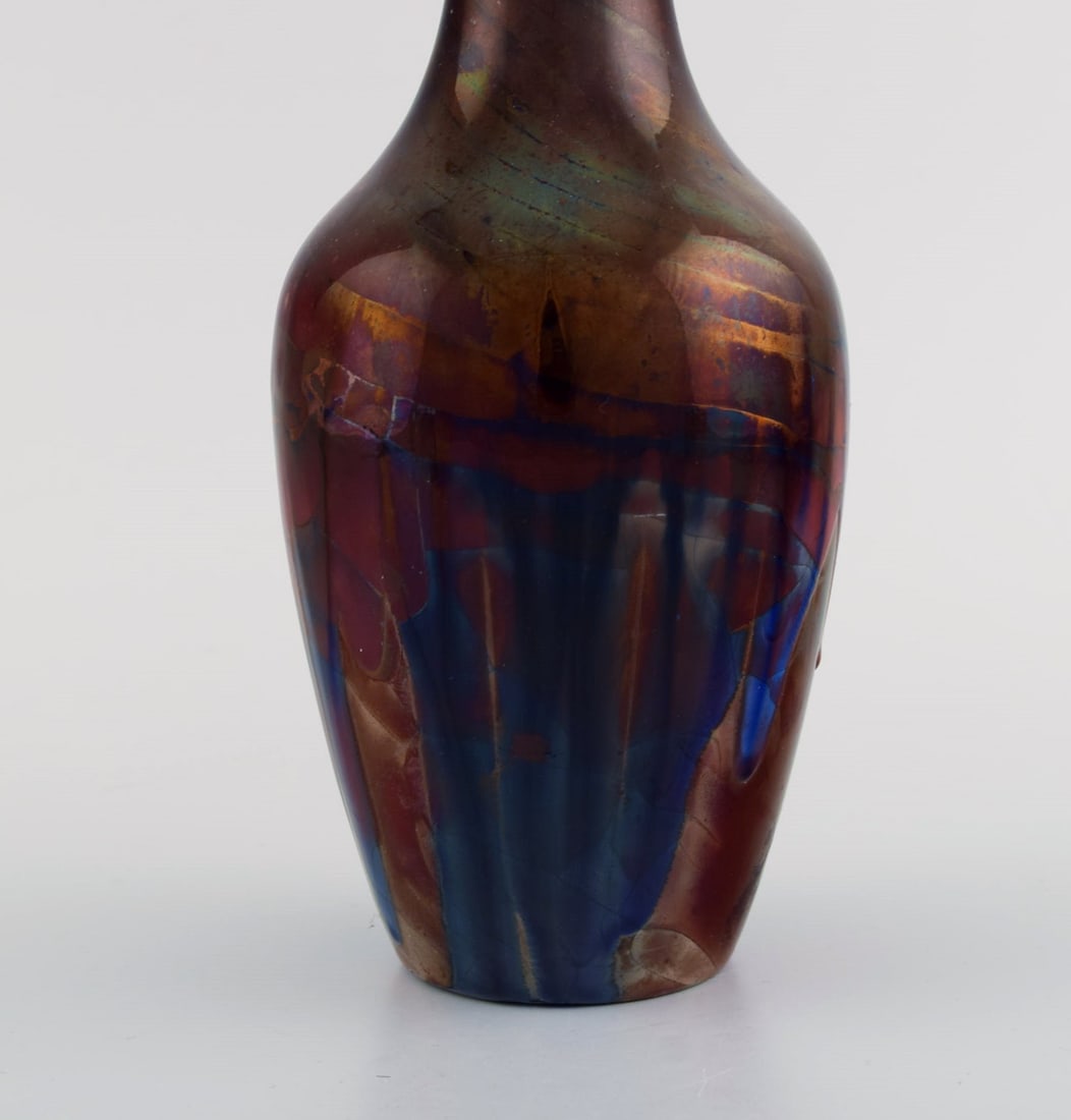 Karl Hansen Reistrup for Kähler. Antique vase in glazed ceramics. Beautiful luster glaze. - 5
