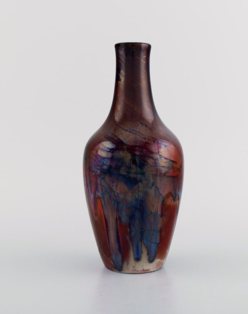 Karl Hansen Reistrup for Kähler. Antique vase in glazed ceramics. Beautiful luster glaze. - 7