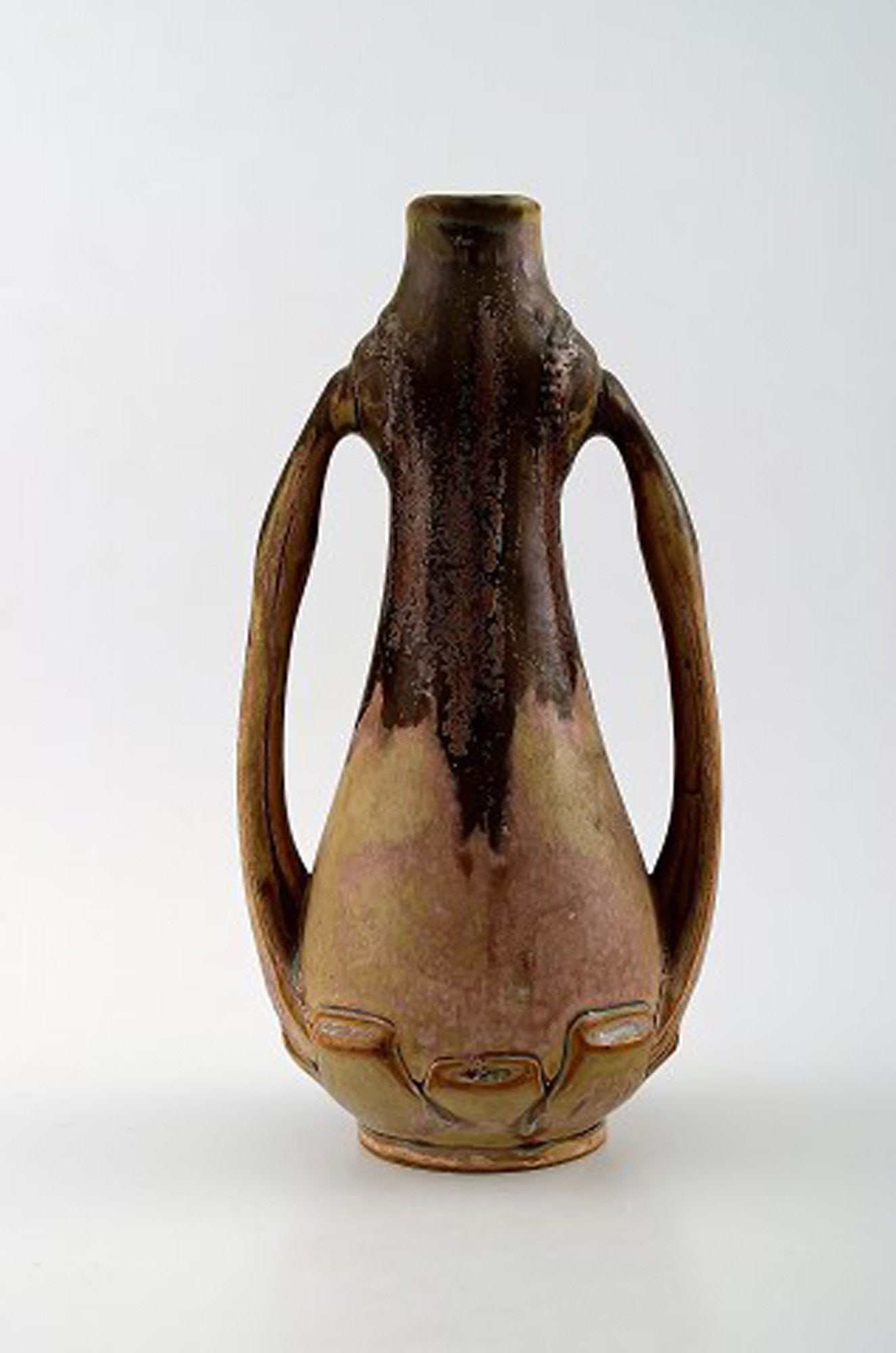 French Art Nouveau ceramic vase, Denbac (1909-1952) produced in Vierzon. - 2