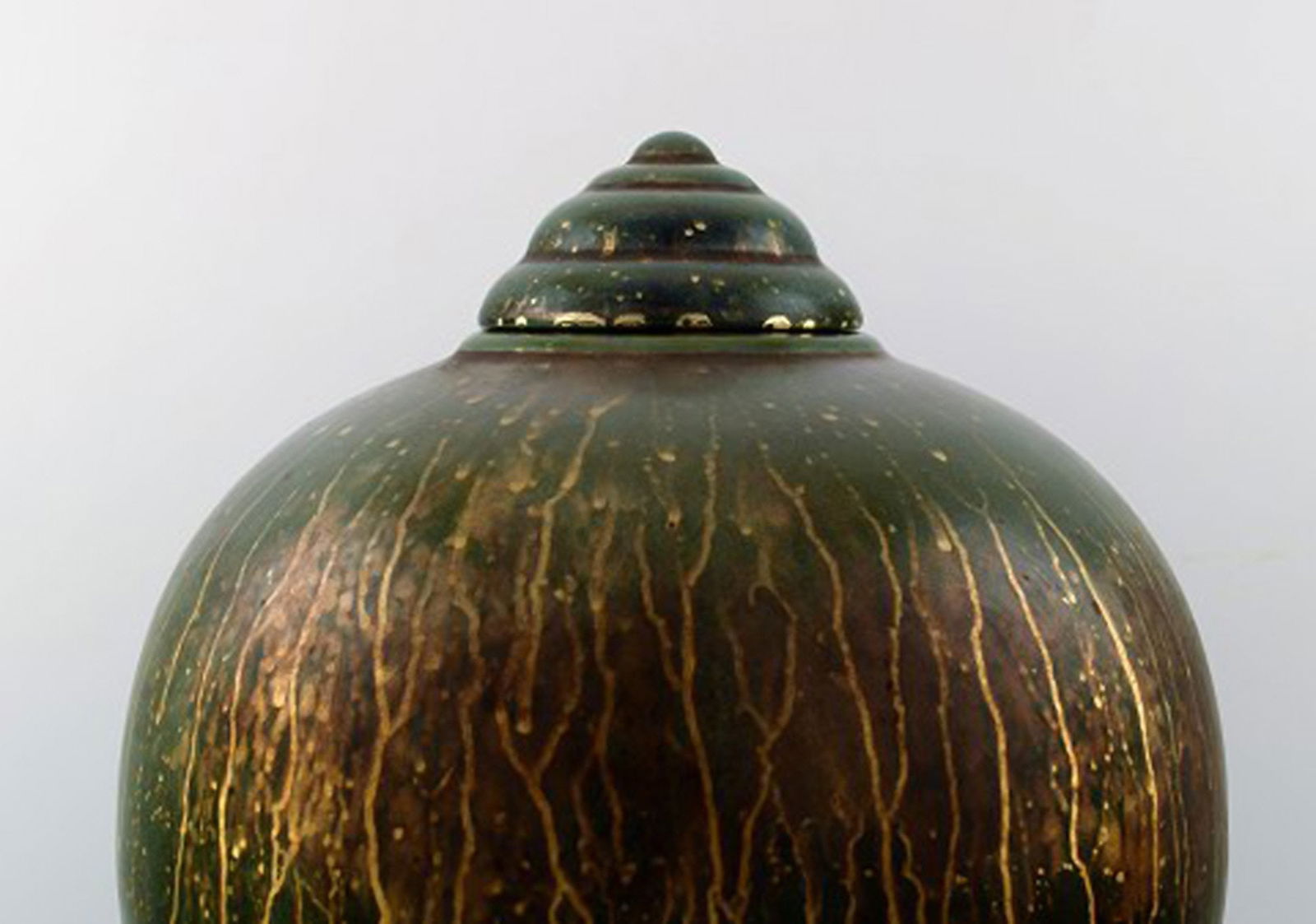 Lucien BRISDOUX (1878-1963) France. Art Deco pottery lidded vase. Unique work. - 3