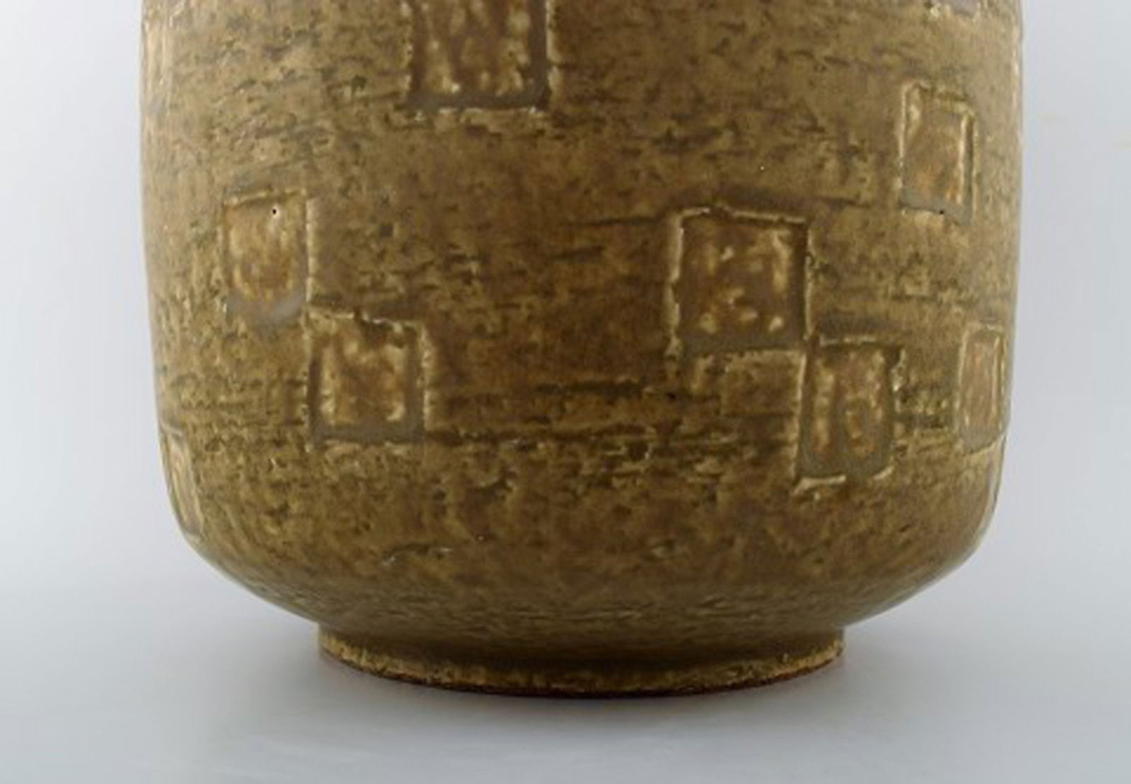 Saxbo large stoneware vase in modern design, glaze in yellow brown tones. - 5