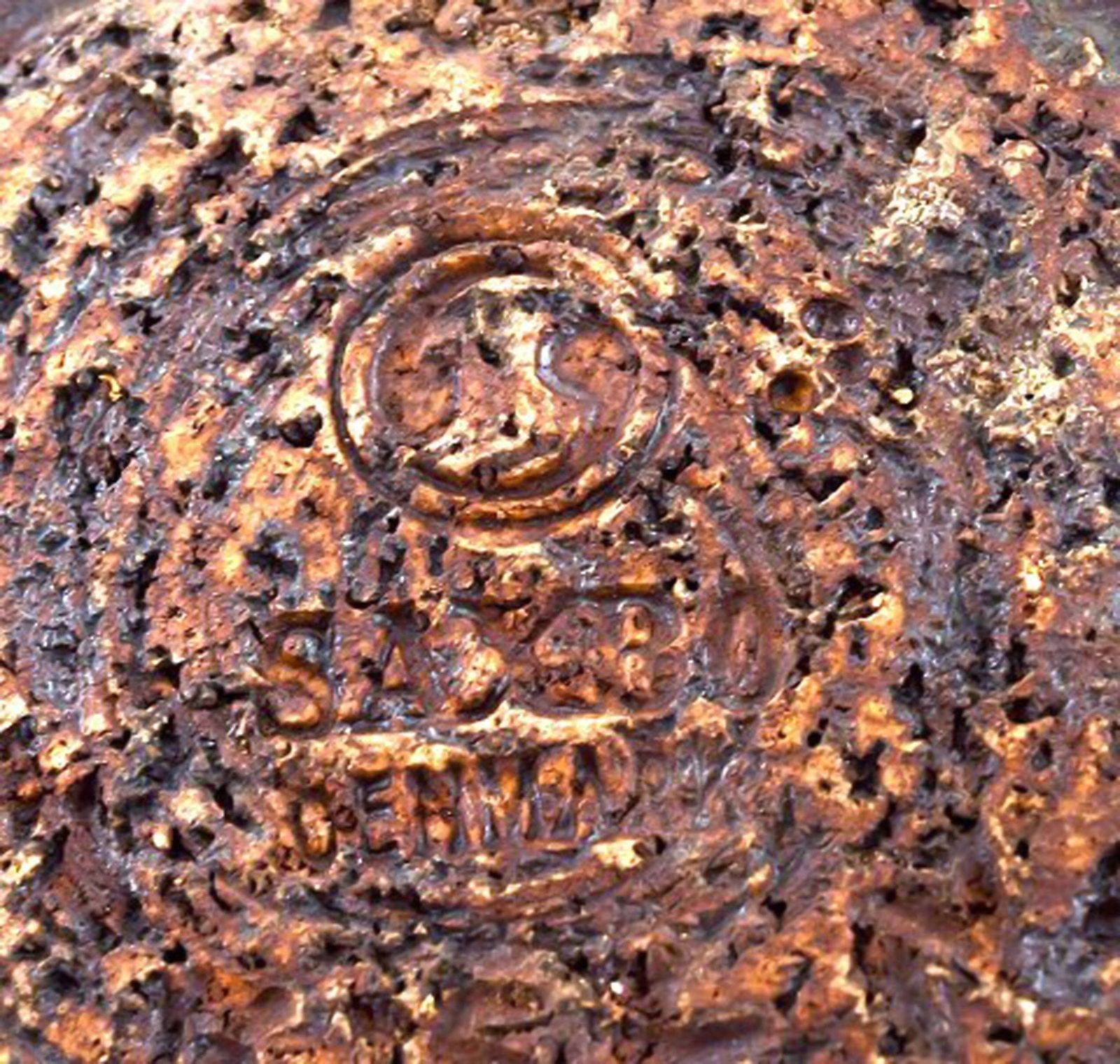 Saxbo large stoneware vase in modern design, glaze in yellow brown tones. - 7