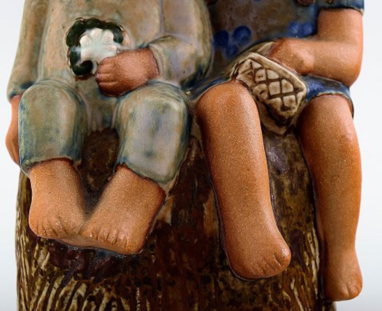 RARE FIGURE, Lisa Larson, "Siblings", glazed pottery, tagged Lisa L K-studio Gustavsberg, Sweden. - 6