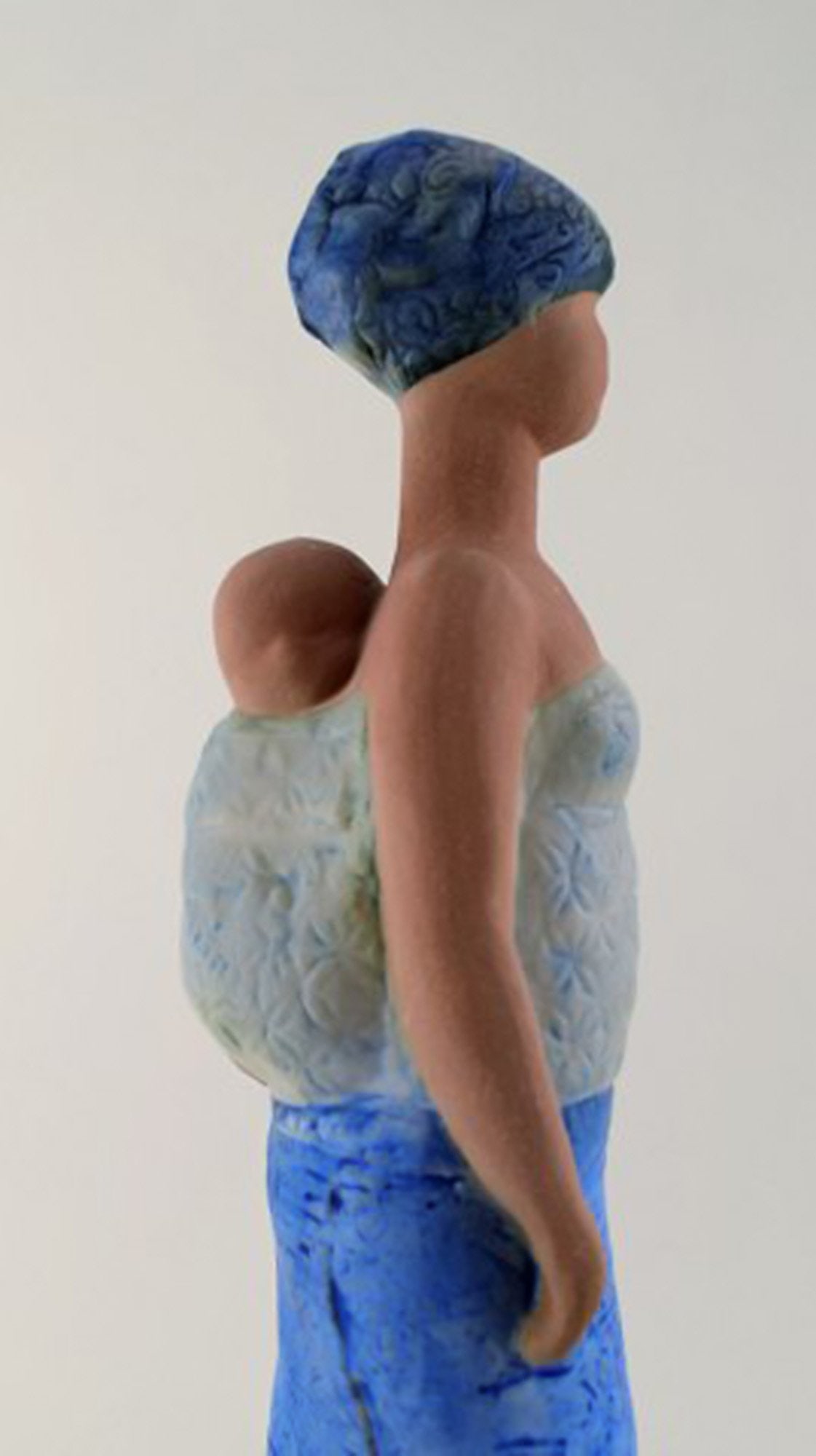 Lisa Larsson, very rare large figure, Mother carrying child. Gustavsberg Swedish ceramic figure - 6
